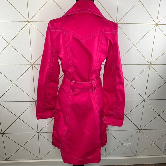Tommy Jeans Women’s Hot Pink Belted Trench Coat NWT Size Medium - Picture 2 of 13